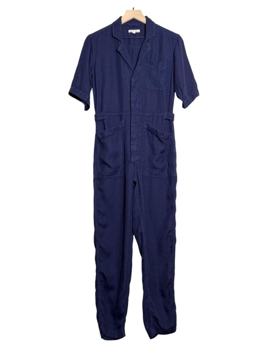 Alex Mill Womens Jumpsuit‎ XS Blue Linen V-Neck Utility Workwear Minimalist